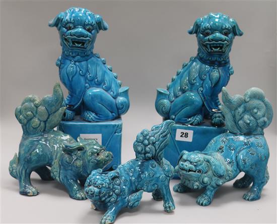 A collection of Chinese turquoise Dogs of Fo